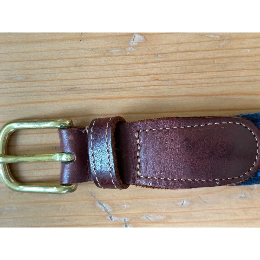 Preston Made in New England Mens Nautical Signal Flag Belt Navy Leather Trim 36